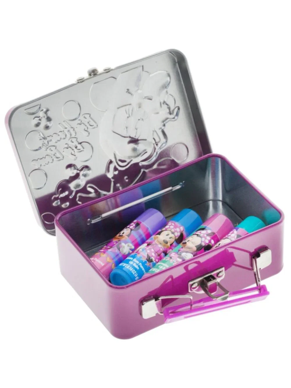 Disney Minnie Mouse 5 piece Flavored Swirl Lip Balm Set W Tin NEW/SEALED